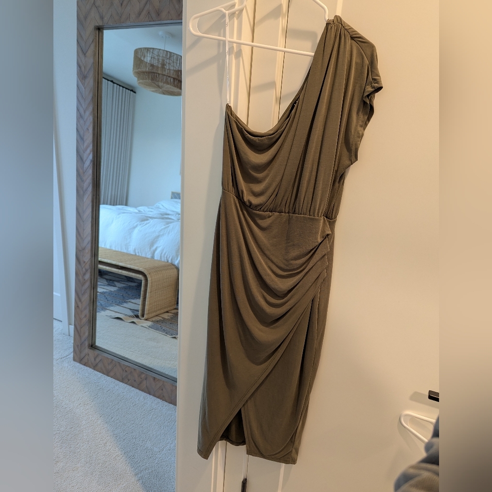 Lulus Raise a Glass Olive Green One-Shoulder Midi Dress - Picture 8 of 8